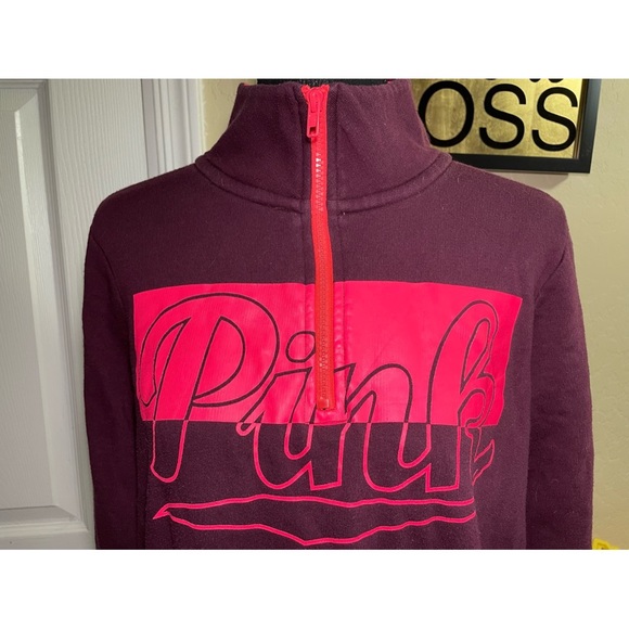Pink by Victoria's Secret Burgundy and Hot Pink Half Zip Pullover - Picture 4 of 7